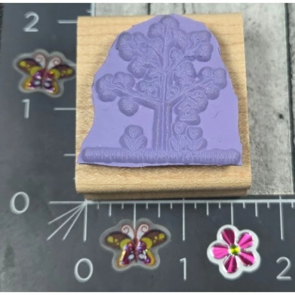 Stampin' Up! Spring Tree Flowers Birdhouse 2000 Rubber Stamp Wood #L69